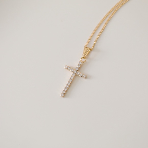 Crystal Cross Necklace | 18k Gold Filled - Picture 4 of 7